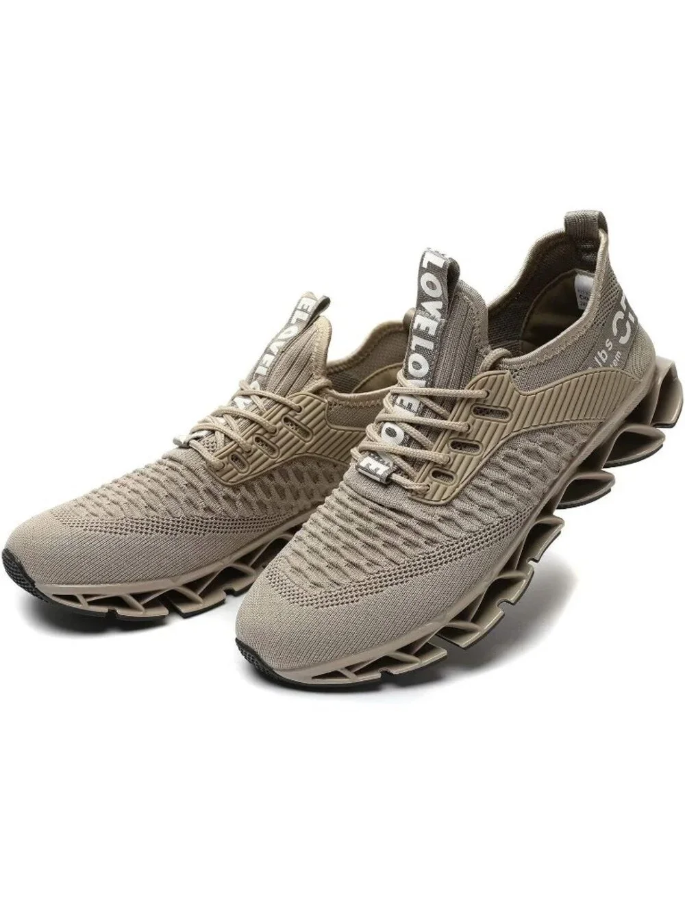 Women's Beige Breathable Mesh Running Blade Non Slip Casual Basketball Shoes